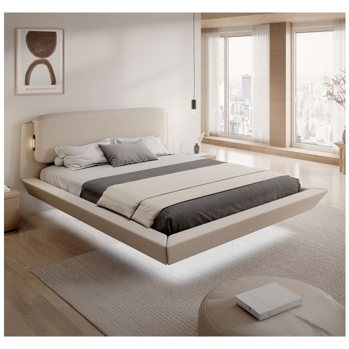 Cama de matrimonio flotante Diana en color beige (180x200cm)