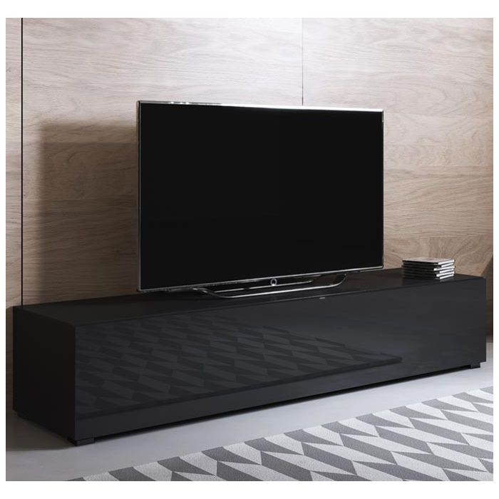 Mueble TV modelo Luke H2 (160x32cm) color negro con patas estándar