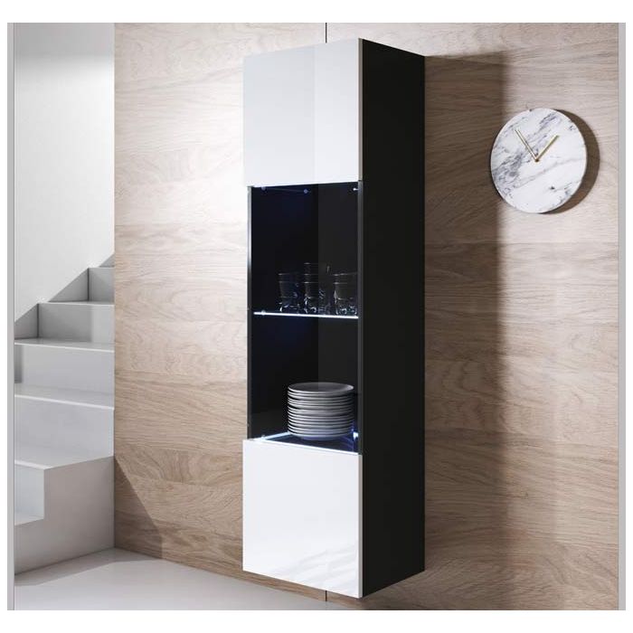 Vitrina colgante modelo Luke V6 (40x165cm) color negro y blanco