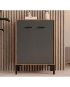Aparador pequeño color Nogal Ambar y Gris 84 cm Lander L15