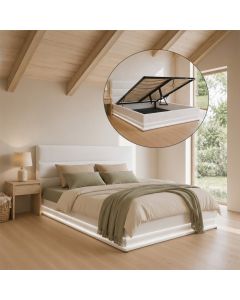 Cama de matrimonio con canapé Nitas en color blanco (150X190cm)
