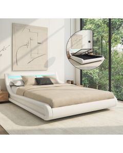 Cama de matrimonio con canapé Parisina en color blanco (140x190cm)