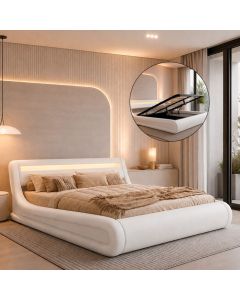 Cama de matrimonio con canapé Rodas en color blanco (160x200cm)