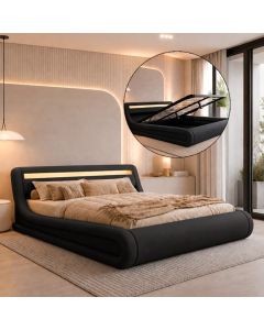 Cama de matrimonio con canapé Rodas en color negro (160x200cm)