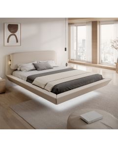 Cama de matrimonio flotante Diana en color beige (160x200)