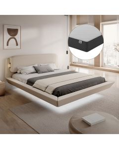 Cama de matrimonio flotante Diana con colchón en color beige (180x200 cm)