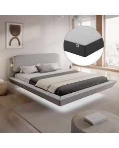 Cama de matrimonio flotante Diana con colchón en color gris (150x190cm)