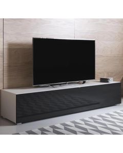 Mueble TV modelo Luke H2 (160x32cm) color blanco y negro con patas estándar