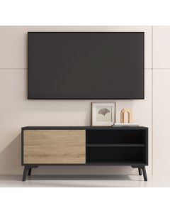 Mueble TV Kai en color negro y sonoma mate de 100 cm