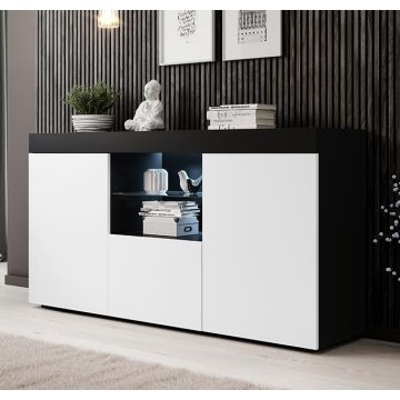 Aparador modelo Natolia color negro y blanco mate 150 x 83 cm [SEGUNDA VIDA]