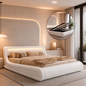 Cama de matrimonio con canapé Rodas en color blanco (160x200cm)
