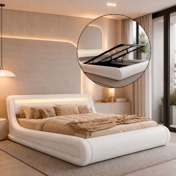 Cama de matrimonio con canapé Rodas en color blanco (150x190cm)