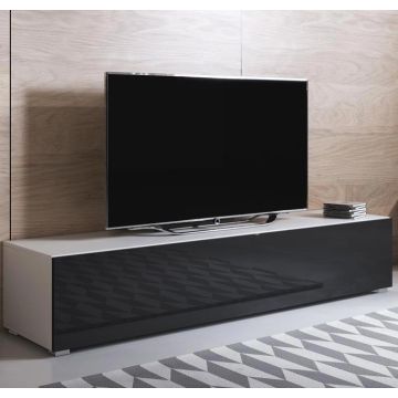 Mueble TV modelo Luke H2 (160x32cm) color blanco y negro con patas estándar