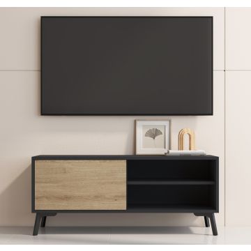 Mueble TV Kai en color negro y sonoma mate de 100 cm